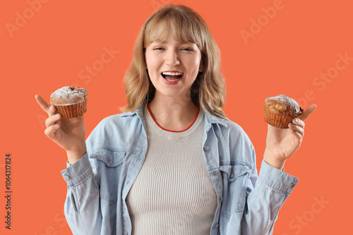 Young woman with tasty muff...