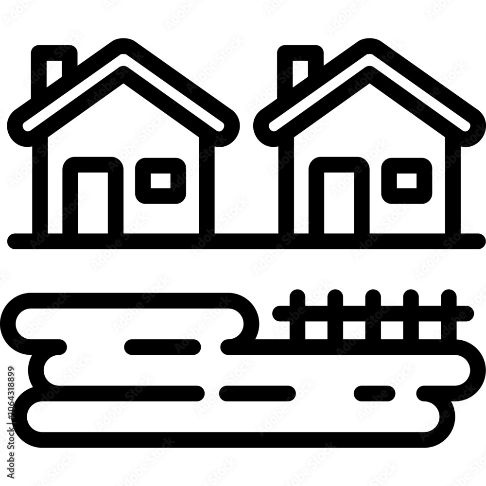 village can icon illustration design with outline village can icon illustration design with outline
