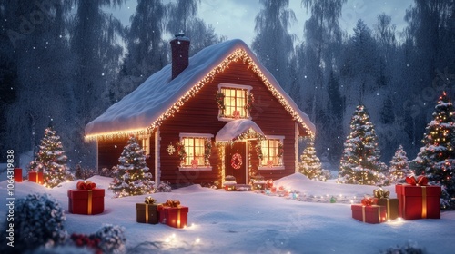 Wallpaper Mural home view scene with christmas decorations Torontodigital.ca