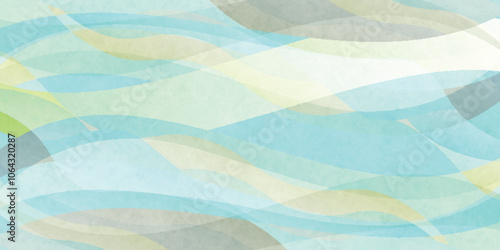 青　波　和紙　模様　背景	