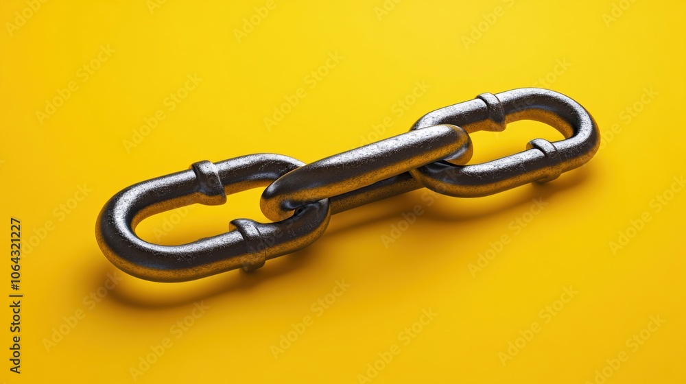 Obraz premium Metal chain on a solid yellow background