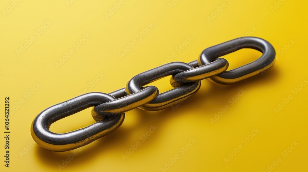 Obraz premium Metal chain on a solid yellow background