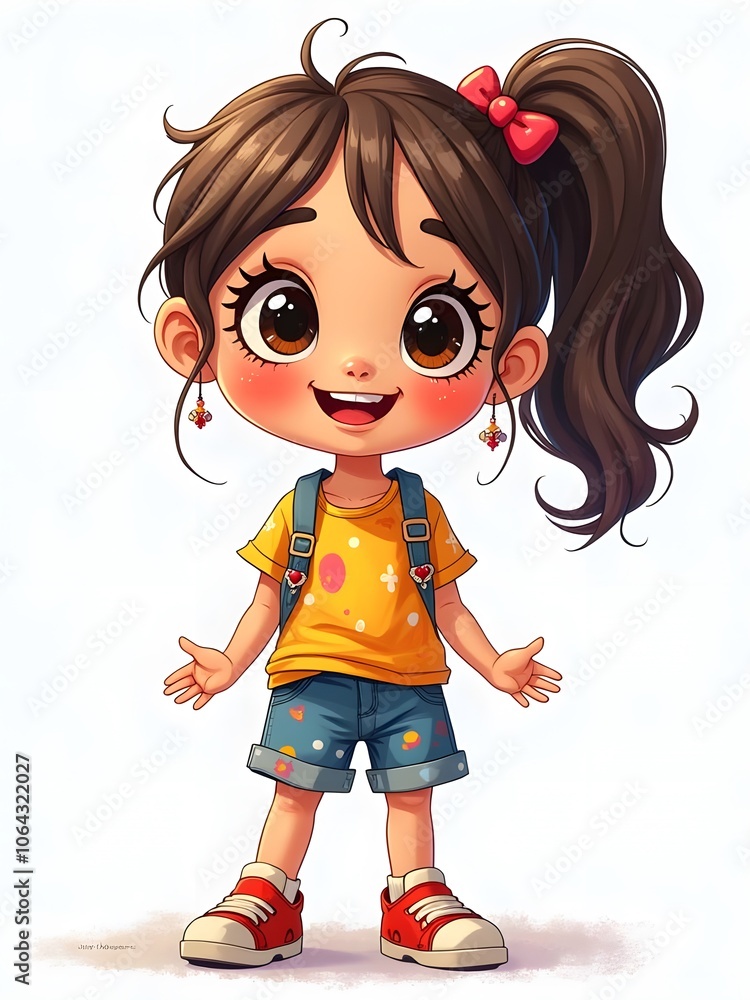 Joyful Cartoon Young Woman with Bright Smile Charming Cartoon Girl in Trendy Outfit Cute Cartoon Short Girl in Colorful Clothes Friendly Cartoon Female Character with Lively Expression Happy Cartoon W Joyful Cartoon Young Woman with Bright Smile Charming Cartoon Girl in Trendy Outfit Cute Cartoon Short Girl in Colorful Clothes Friendly Cartoon Female Character with Lively Expression Happy Cartoon W