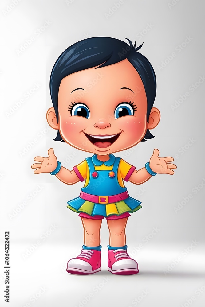 Joyful Cartoon Young Woman with Bright Smile Charming Cartoon Girl in Trendy Outfit Cute Cartoon Short Girl in Colorful Clothes Friendly Cartoon Female Character with Lively Expression Happy Cartoon W Joyful Cartoon Young Woman with Bright Smile Charming Cartoon Girl in Trendy Outfit Cute Cartoon Short Girl in Colorful Clothes Friendly Cartoon Female Character with Lively Expression Happy Cartoon W