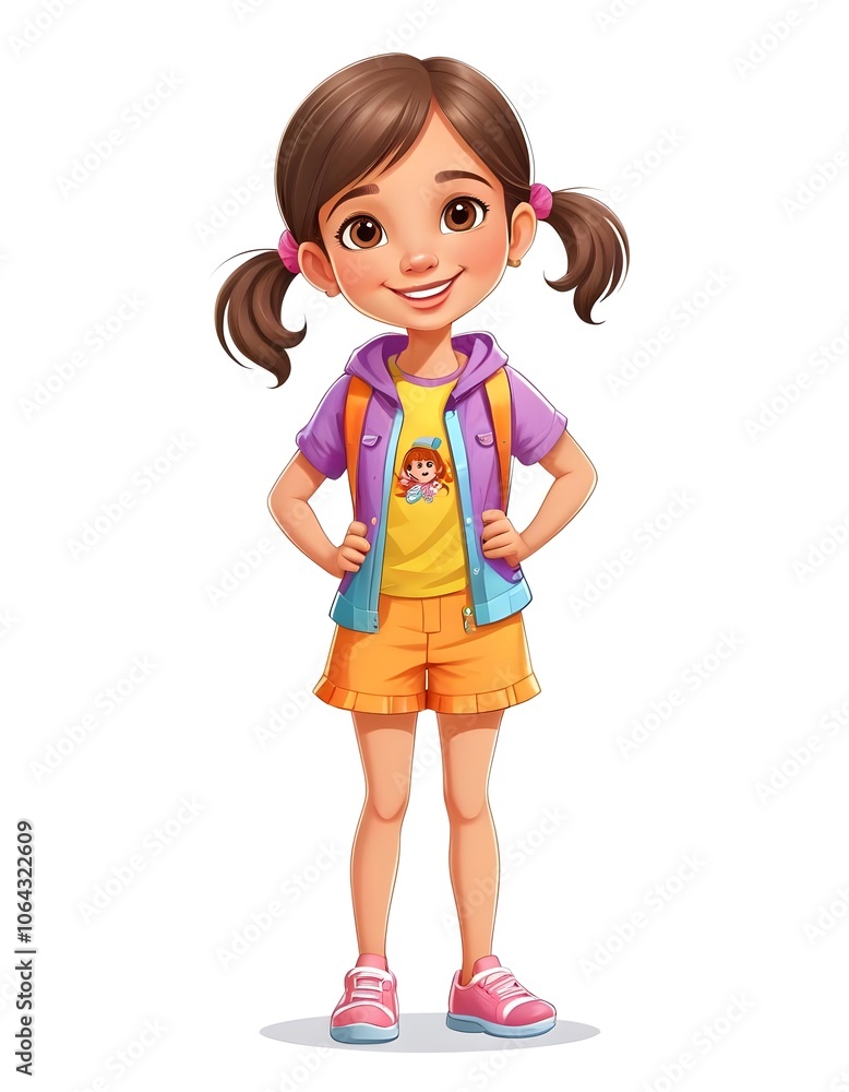 Joyful Cartoon Young Woman with Bright Smile Charming Cartoon Girl in Trendy Outfit Cute Cartoon Short Girl in Colorful Clothes Friendly Cartoon Female Character with Lively Expression Happy Cartoon W Joyful Cartoon Young Woman with Bright Smile Charming Cartoon Girl in Trendy Outfit Cute Cartoon Short Girl in Colorful Clothes Friendly Cartoon Female Character with Lively Expression Happy Cartoon W
