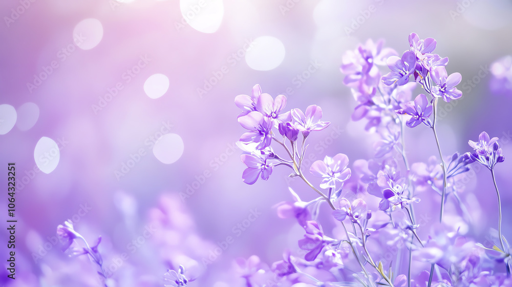 Delicate purple flowers with a dreamy bokeh background, creating a soft and peaceful atmosphere. Delicate purple flowers with a dreamy bokeh background, creating a soft and peaceful atmosphere.