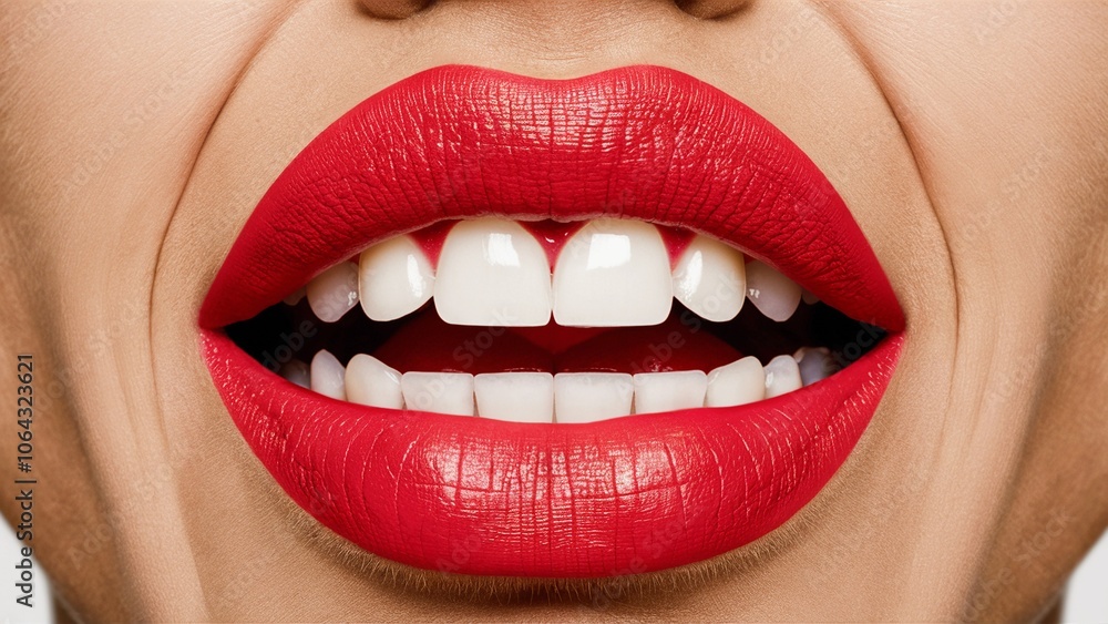 Obraz premium close up lips of young woman