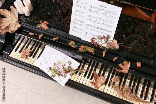 Musical notes with branch o...