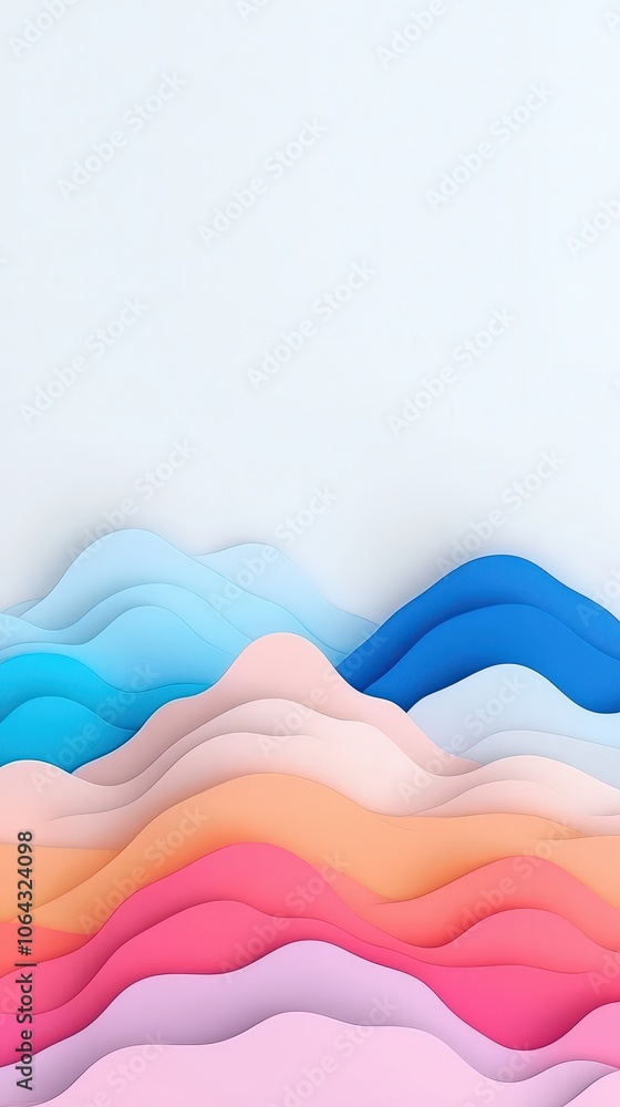 Abstract Paper Cutout Mountains Colorful Landscape Background Abstract Paper Cutout Mountains Colorful Landscape Background