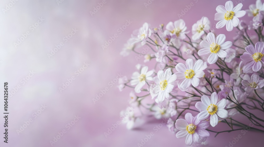 Elegant white flowers on a vibrant pink background, stunning display of spring blooms for celebrations and decoration Elegant white flowers on a vibrant pink background, stunning display of spring blooms for celebrations and decoration