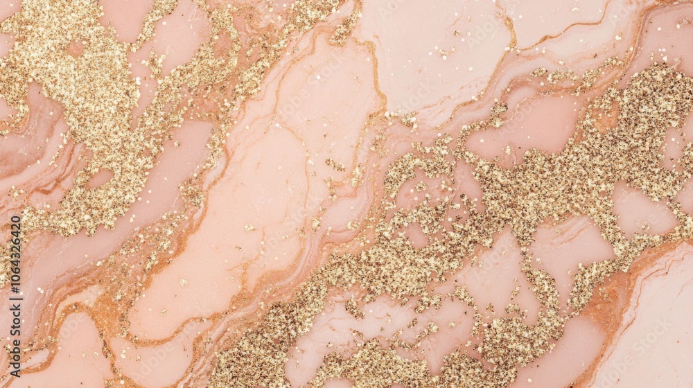 Fototapeta premium Stunning marble with intricate pink and gold patterns.