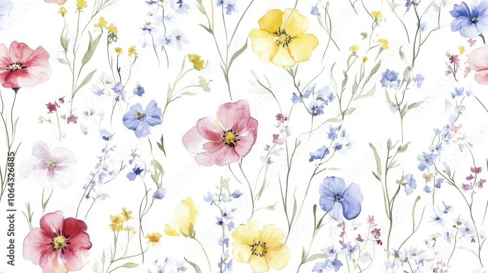 Artistic representation of flowers in a natural, seamless pattern. Artistic representation of flowers in a natural, seamless pattern.