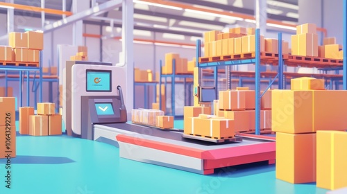 Whimsical Minimalist Warehouse Clipart Illustration