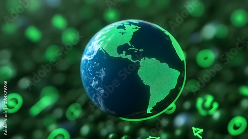 Green Earth Globe Digital Technology