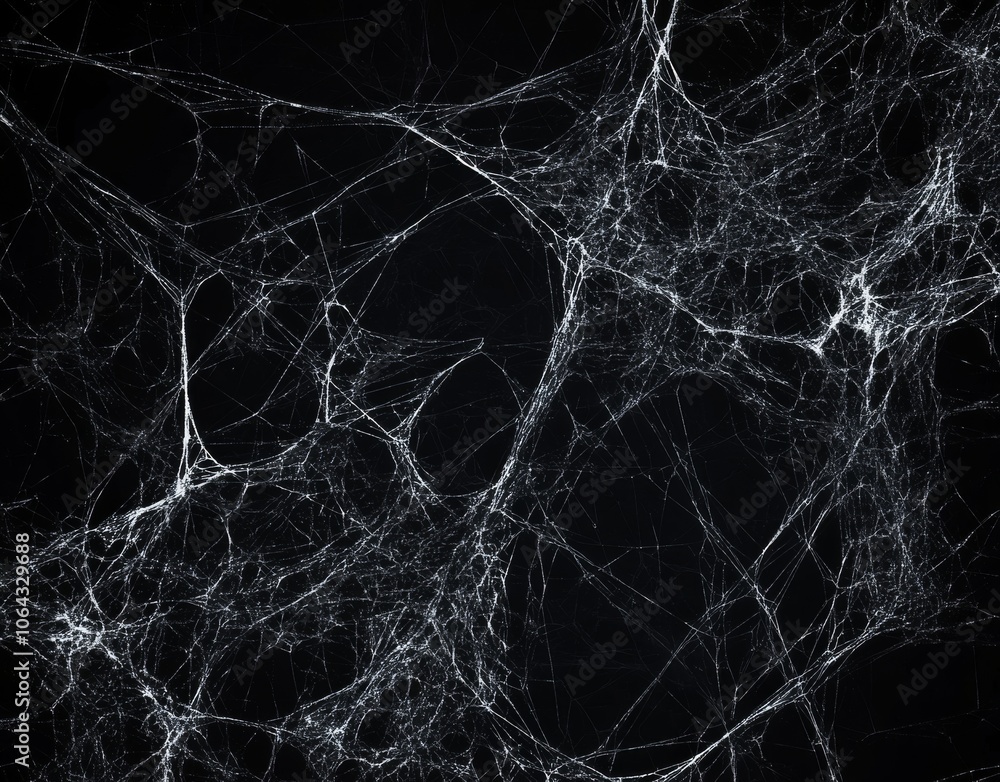 A hauntingly beautiful spiderweb unfolds against a pitch-black background. A hauntingly beautiful spiderweb unfolds against a pitch-black background.