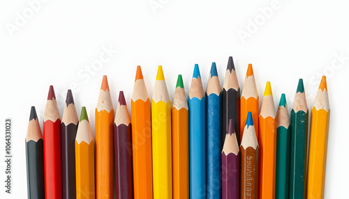 Group of Colored pencils cut out isolated with white shades, png