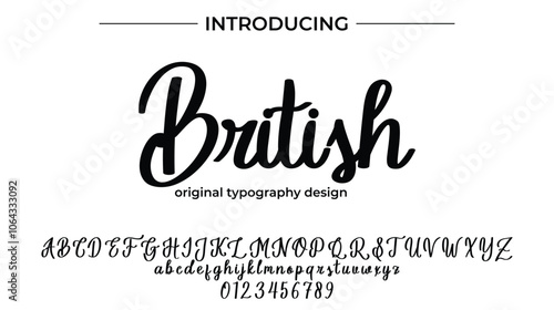 British Font Stylish brush painted an uppercase vector letters, alphabet, typeface