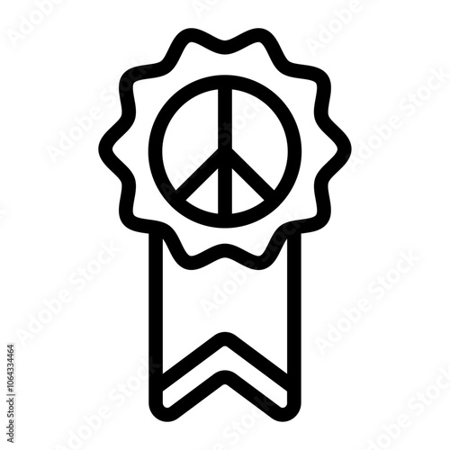 Peace Badge Line Icon
