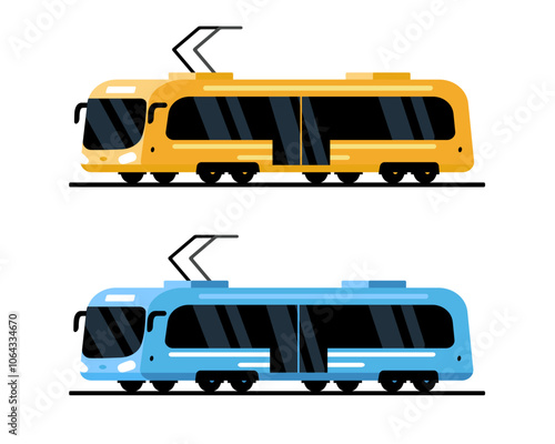 City transport. Colored vector flat illustration. White background.