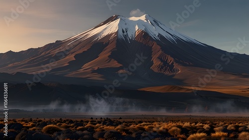 New Zealand, View of Ngauruhoe volcano Generative AI photo