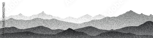 Imitation of a mountain landscape, noisy stippled grainy texture, banner