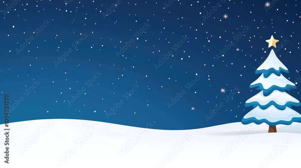 Snowy Christmas Night with a Single Tree Snowy Christmas Night with a Single Tree