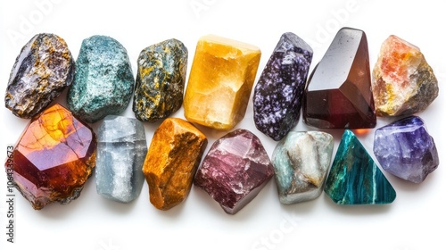 Vibrant Collection of Raw Gemstones and Crystals