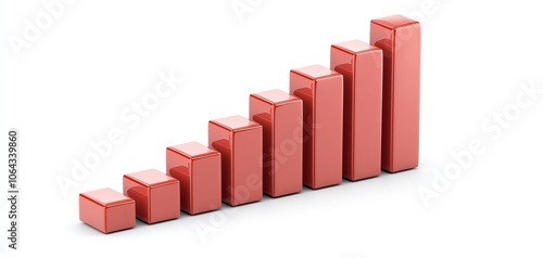 A 3D bar graph representing upward growth, symbolizing success and progress in business, set against a clean white background. photo