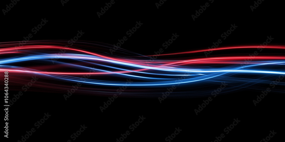 Abstract red and blue light trails flowing on black background Abstract red and blue light trails flowing on black background