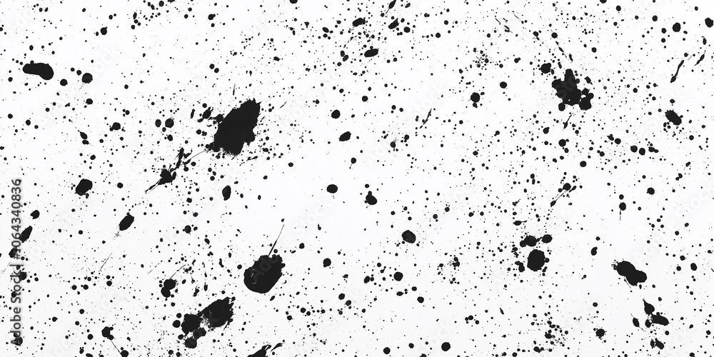Fototapeta premium Black ink splattering on white background creating abstract design
