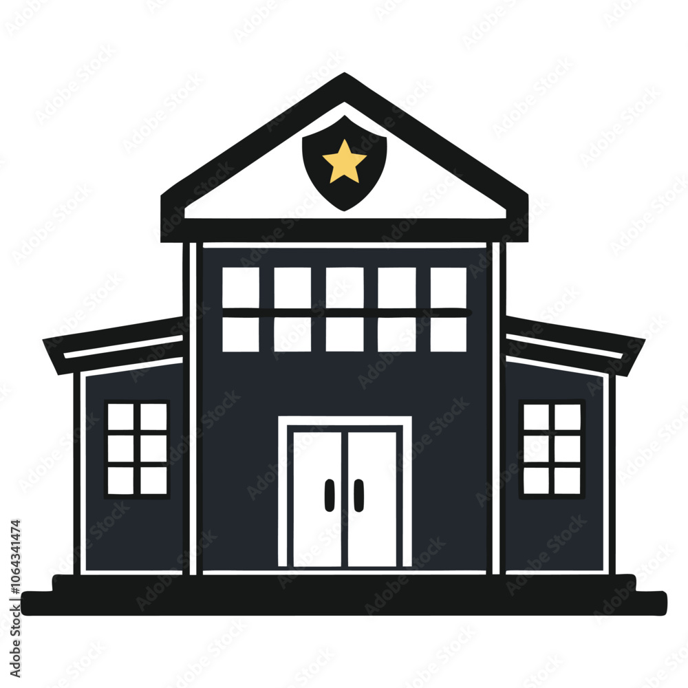 vector silhouette police station and police vector silhouette police station and police
