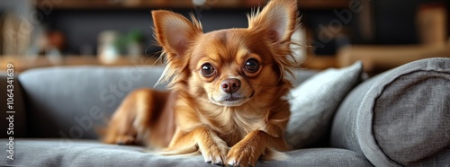 Charming Chihuahua resting on a couch