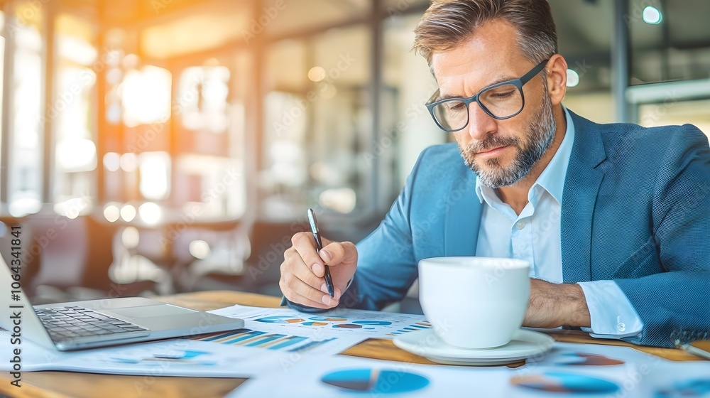 Businessman Analyzing Data Charts Businessman Analyzing Data Charts
