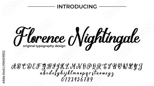 Florence Nightingale Font Stylish brush painted an uppercase vector letters, alphabet, typeface