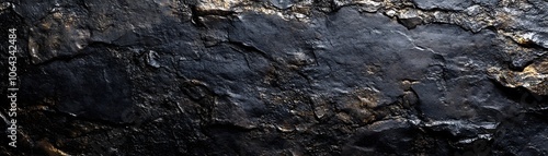 A Close-up of a Dark, Cracked and Rough Rock Surface