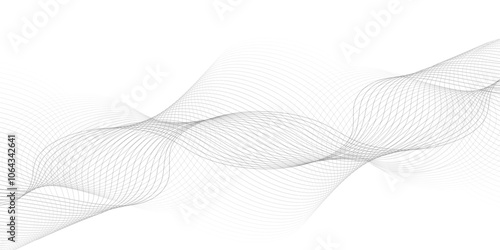 White wave curve lines banner background design. Abstract soft wave lines dynamic flowing gray light isolated background. Vector Illustration of the gray pattern of lines. Black stripes on white .	
