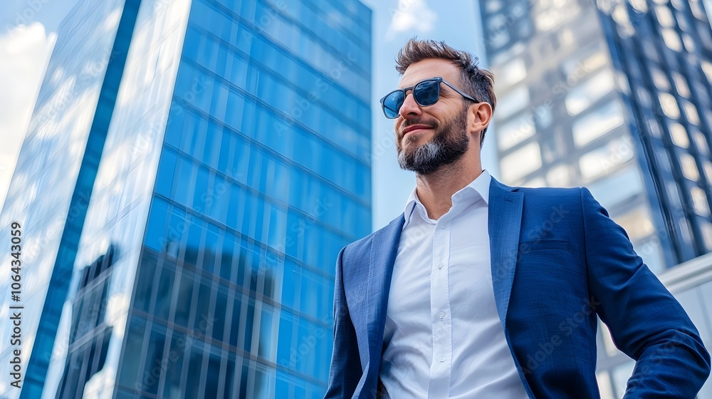 Fototapeta premium Businessman Cityscape Sunglasses