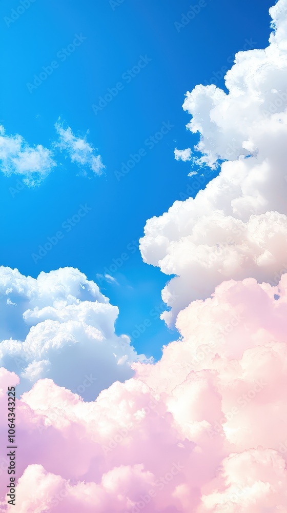 Fluffy White Clouds Against a Vibrant Blue Sky Dreamy Peaceful Nature Background Fluffy White Clouds Against a Vibrant Blue Sky Dreamy Peaceful Nature Background