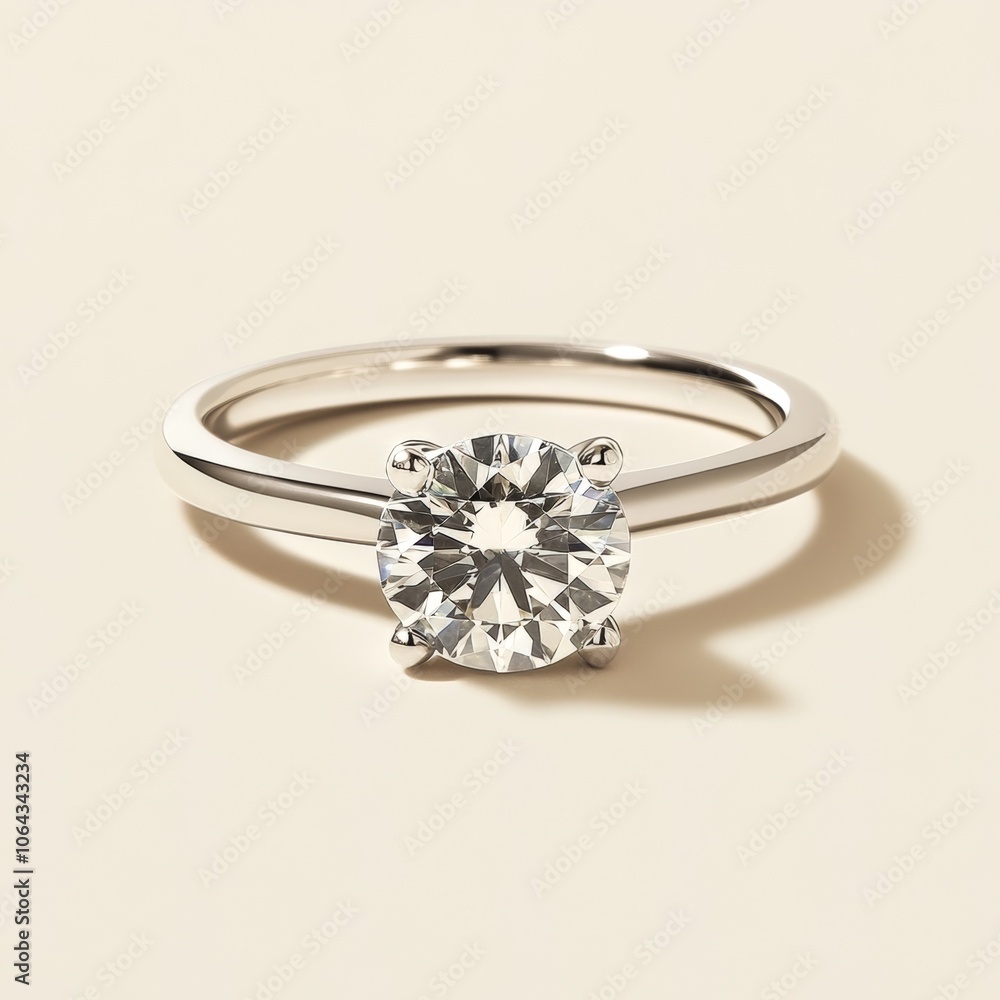Elegant diamond engagement ring, neutral background Elegant diamond engagement ring, neutral background