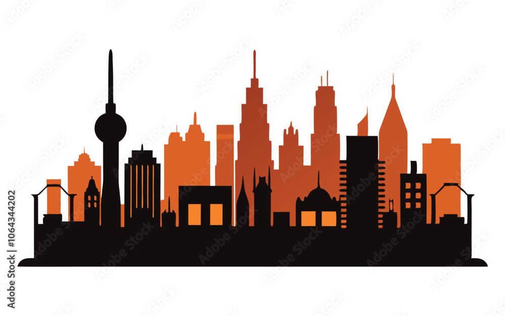 silhouette building city on white background silhouette building city on white background