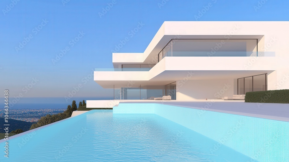 Fototapeta premium Modern Luxury Villa with Infinity Pool and Ocean View