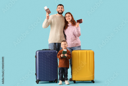 Happy family with passports...