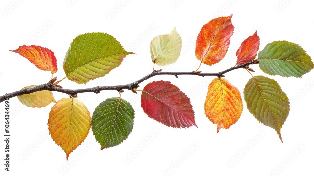 Colorful Autumn Leaves on Branch Colorful Autumn Leaves on Branch