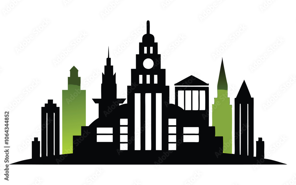 silhouette building city on white background silhouette building city on white background