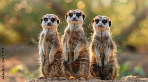 Wallpaper Mural Three aardwolves standing close to each other in the wild Torontodigital.ca