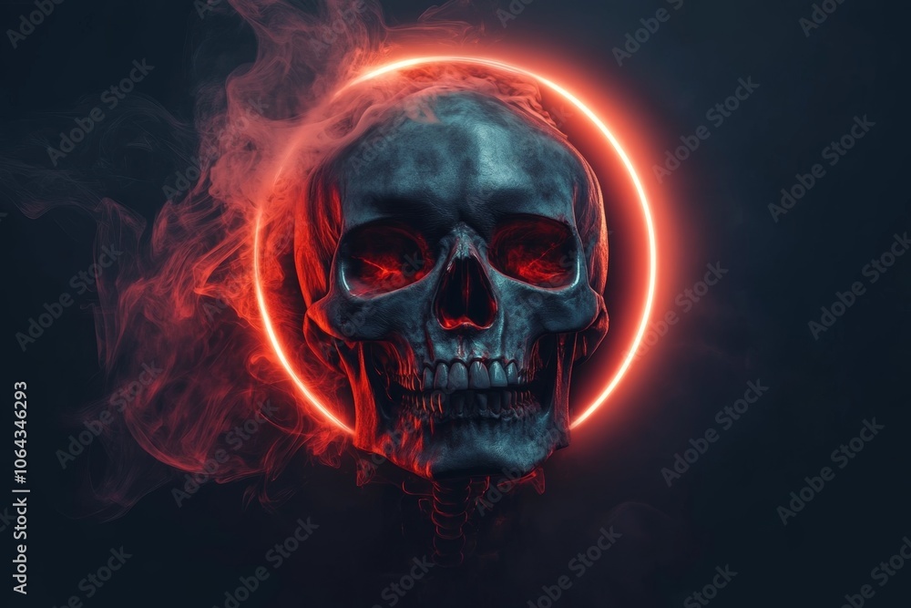Skull with glowing halo and smoke effect Skull with glowing halo and smoke effect