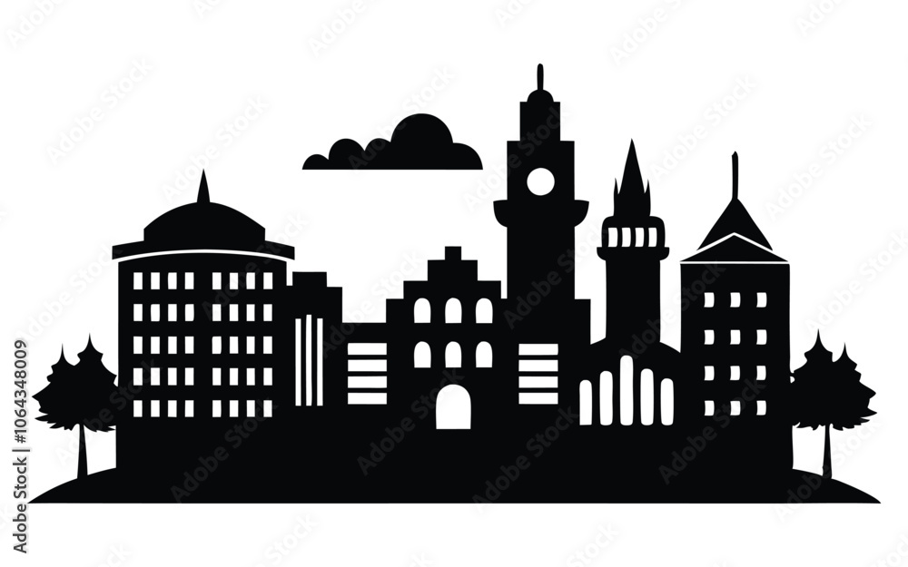 silhouette building city on white background silhouette building city on white background