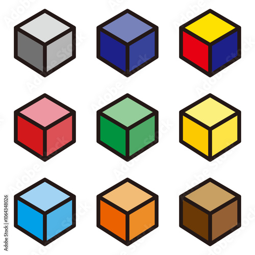 立体的なキューブのアイコンセット