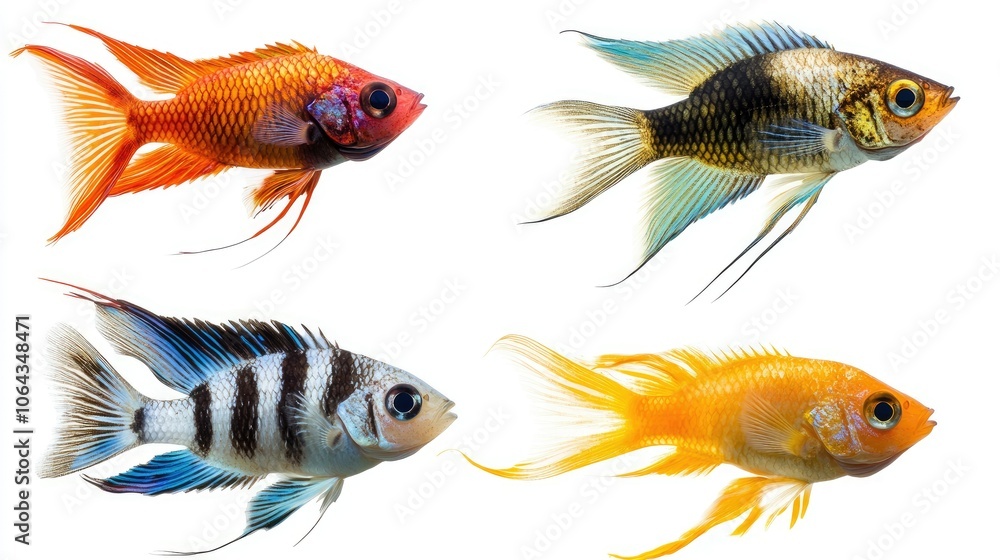 Colorful Fish Collection on White Background Colorful Fish Collection on White Background