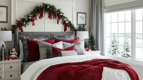 Cozy Holiday Bedroom with Festive Decor photo